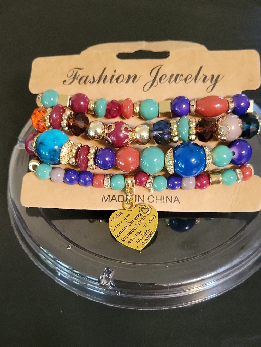 Fashion Jewelry Multicolor Gold-Accent Beaded Bracelet Stack